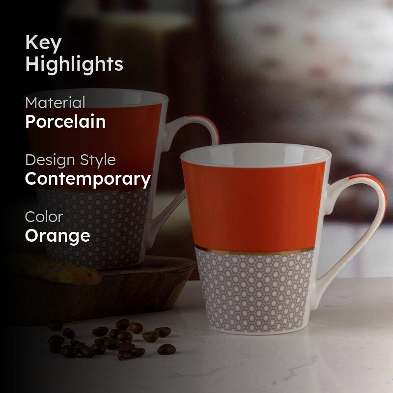 Honeycomb Porcelain Coffee Mug (320 mL Each) - Set of Two media 2