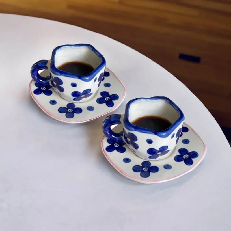 Blue Petal Cup & Saucer (240 mL Each) - Set of Two media 1