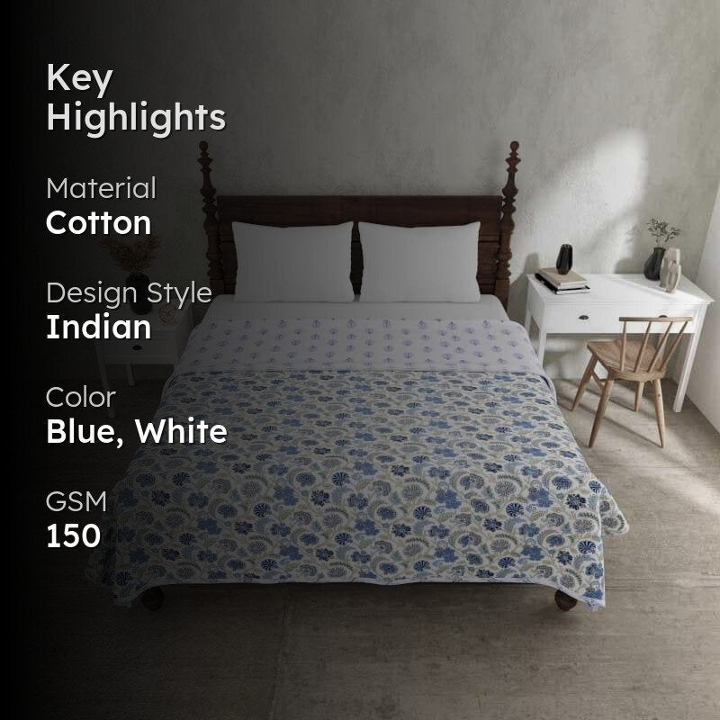 Tvisha Floral Printed Blue Cotton Dohar media 2