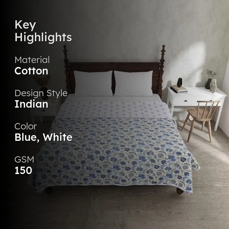 Tvisha Floral Printed Blue Cotton Dohar - 2