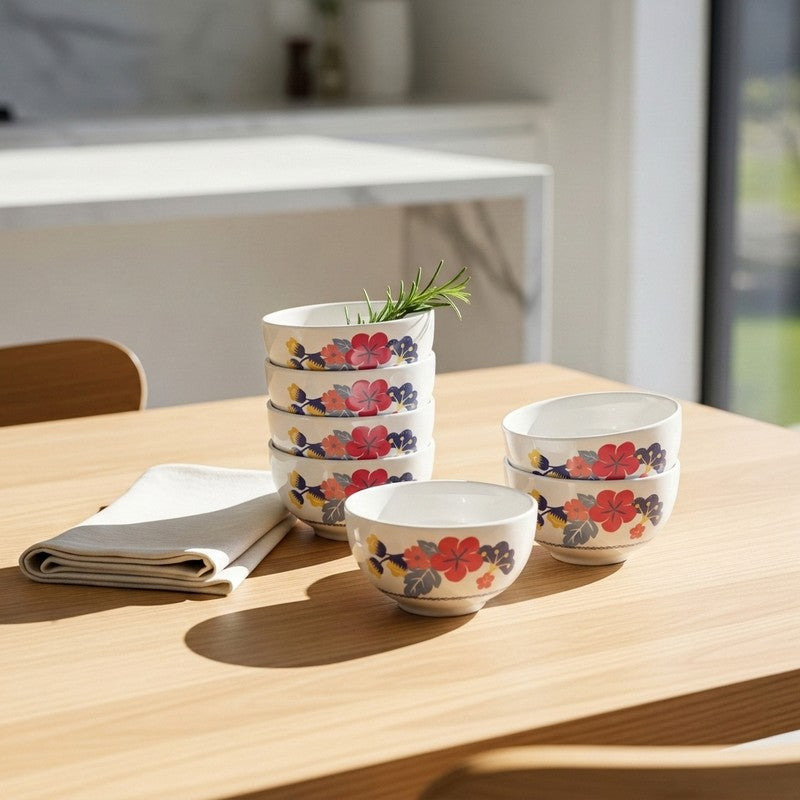 Hibiscus Melamine Snack Bowls (230 mL Each) - Set of Six - 230 mL