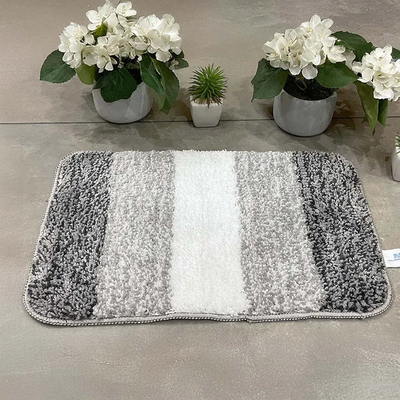 Elvira Anti Skid Striped Bath Mat (Grey) - Set Of Three media 3