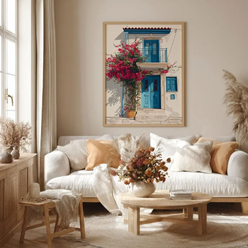 Santorini Canvas Wall Painting - Brown Frame media 4