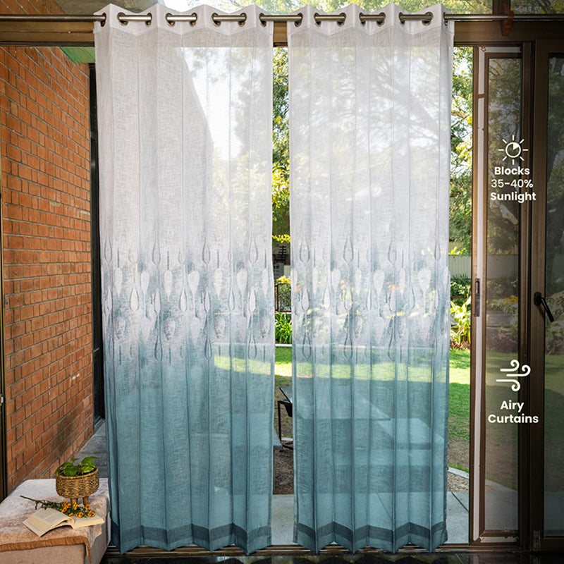 Urban Space Sea Mist Curtain (Turquoise Sheer) - Set Of Two media 3