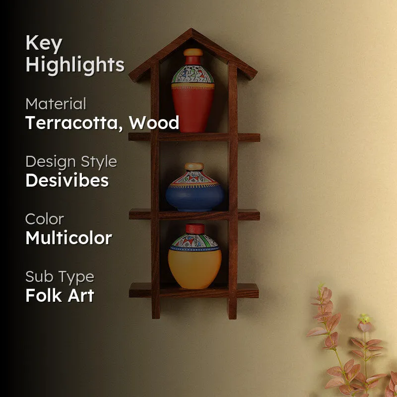 Kutir Kalika Warli Terracotta & Wood Wall Accent - Four Piece Set media 2