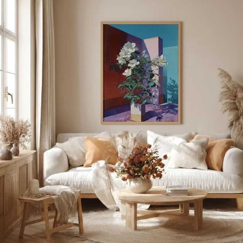 Flora Facet Canvas Wall Painting - Brown Frame media 4