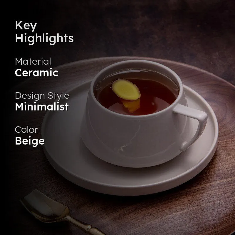 Nadia Ceramic Beige Cup & Saucer - 250 mL media 2