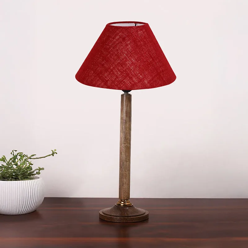 Loft Gleam Table Lamp With Wooden Base - Maroon,Brown media 3