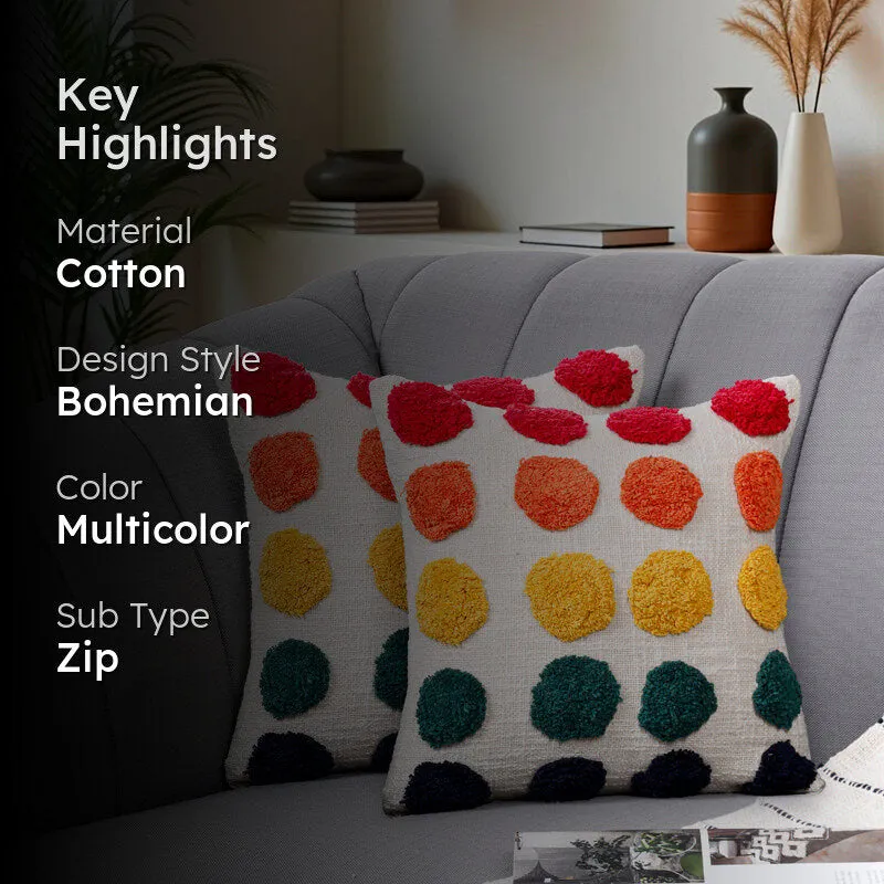 Vibgyor Dots Tufted Cushion Cover Set - Set Of Two media 2