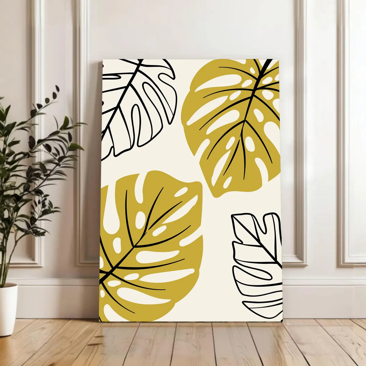 Leaf Lines Minimal Wall Painting media 4