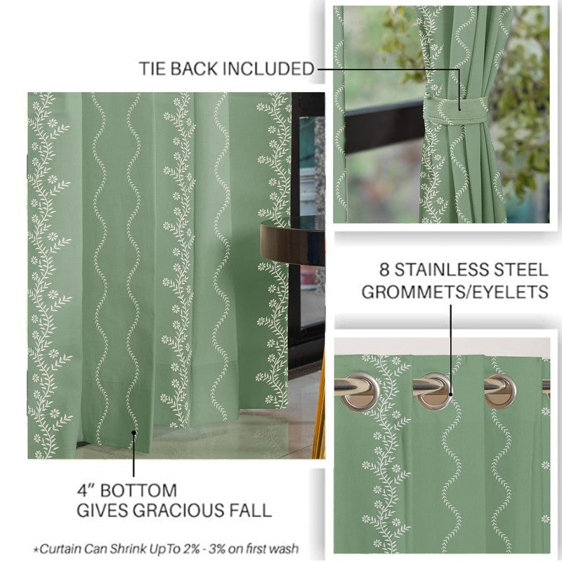 Urban Space Boho Curtain - Green & White media 6