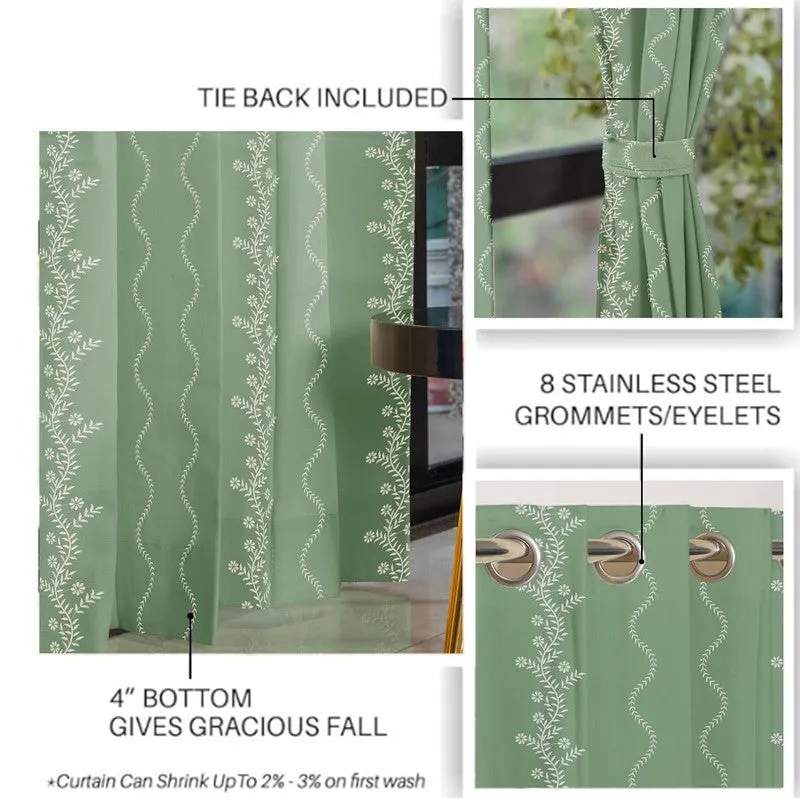 Urban Space Boho Curtain - Green & White media 6