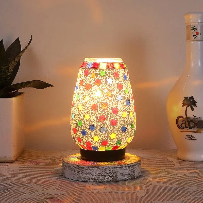 Lunaris Glass Table Lamp With Wooden Base - Multicolor media 3