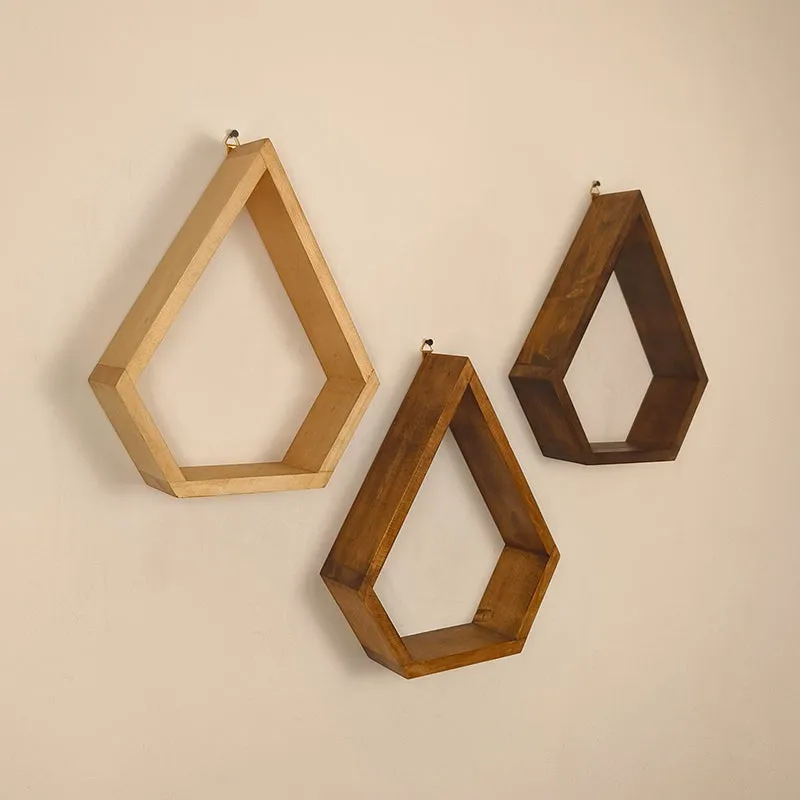 Gildwood III Diamond Shaped Wooden Wall Shelves - Set of 3 media 5