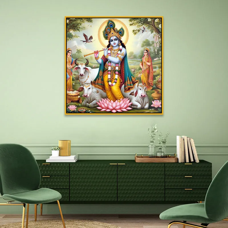 Vibrant Gopala Canvas Wall Art With Frame media 1