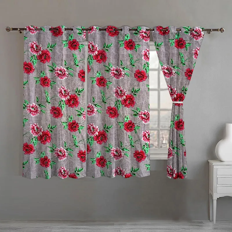 Petal Glory Room Darkening Curtain - Set Of Three media 1