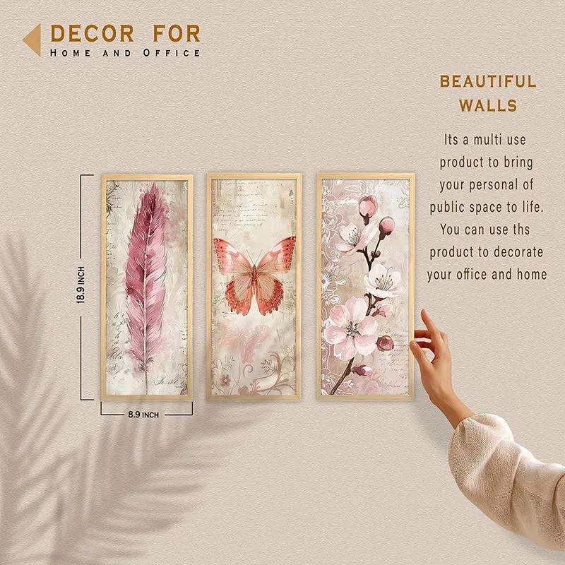 Butterflies Of Avalon Wall Painting With Frame - Set of Three media 8