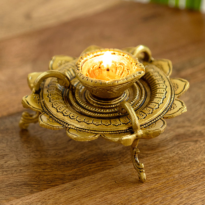 Mahadeepa Brass Diya - Gold Finish