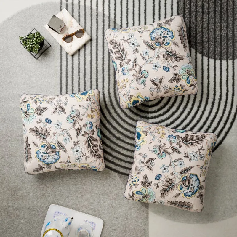 Petal Gardenia Cotton Cushion Covers - Set Of Three media 1