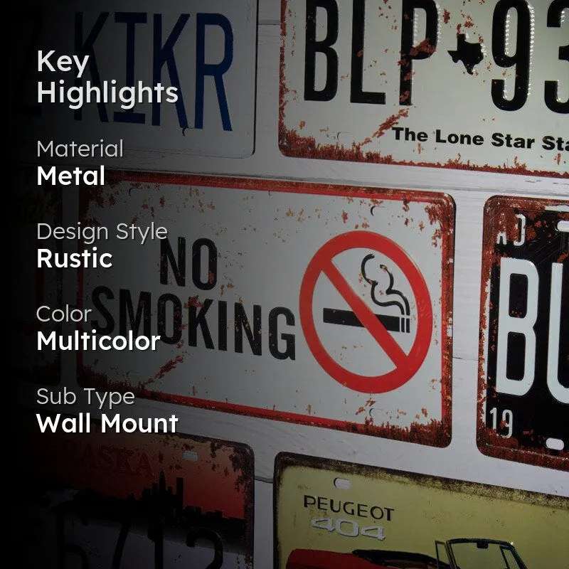 No Smoking Sign Plate Metal Wall Accent media 2