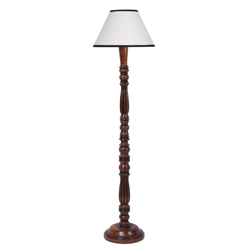 Masiya Vintage Wooden Floor Lamp - White&Black media 5