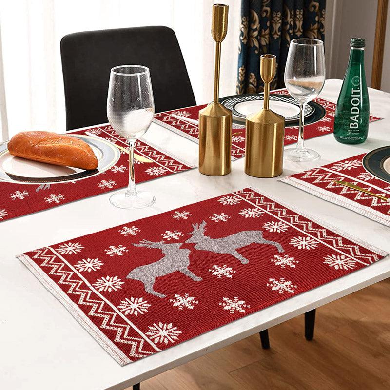 Crimson Stag Jacquard Woven Placemat - Set Of Six media 3