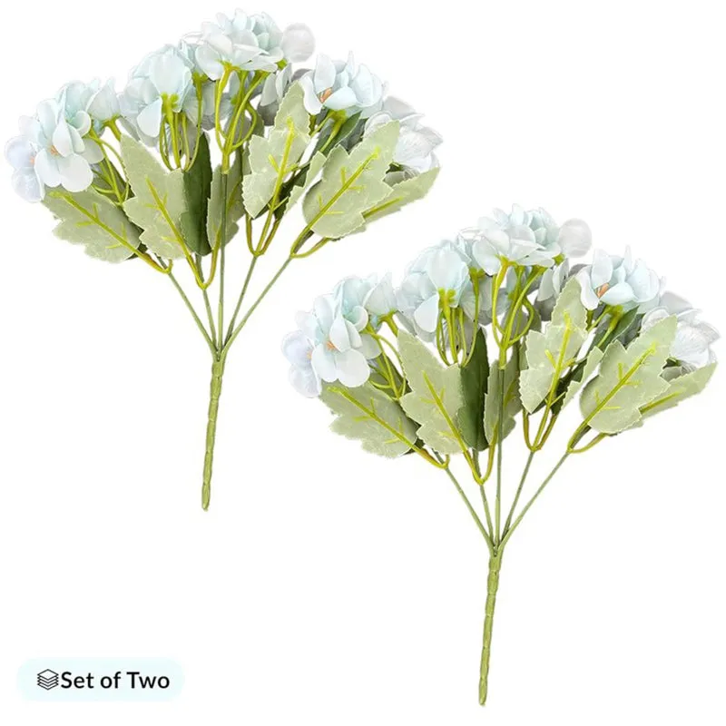 Blooms Hydrangea Artificial Flowers (Blue) - Set Of Two media 5