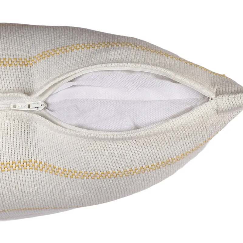 Thread Stripe Woven Cushion Cover (Yellow) - Set Of Two media 3