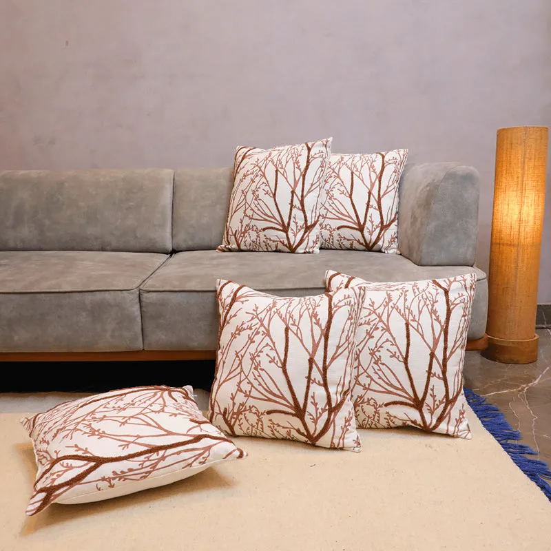 Autumn Naps Tufted Cushion Cover (White & Brown) - Set Of Five media 1