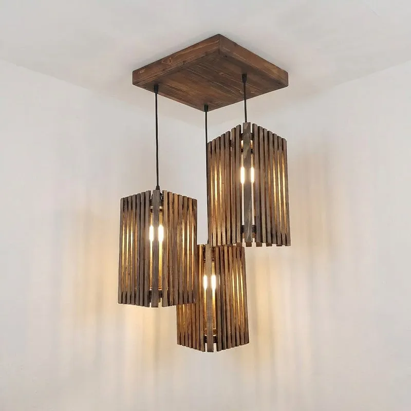 CageAura Illume Wooden Ceiling Lamp - Beige media 6
