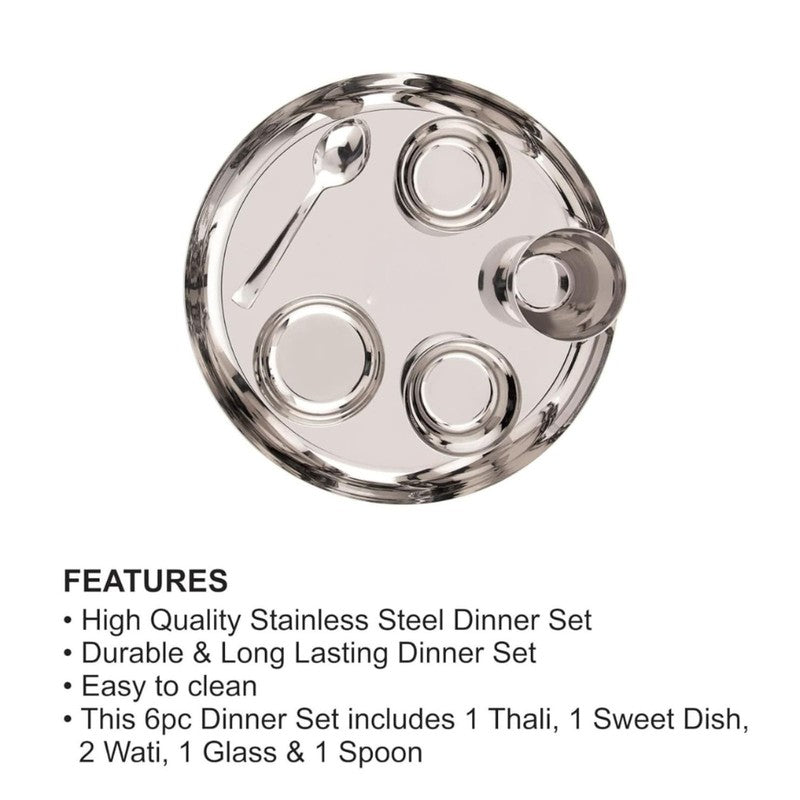 Royal Serve Dinner Set (Silver,500 mL) - 6 Piece Set media 5