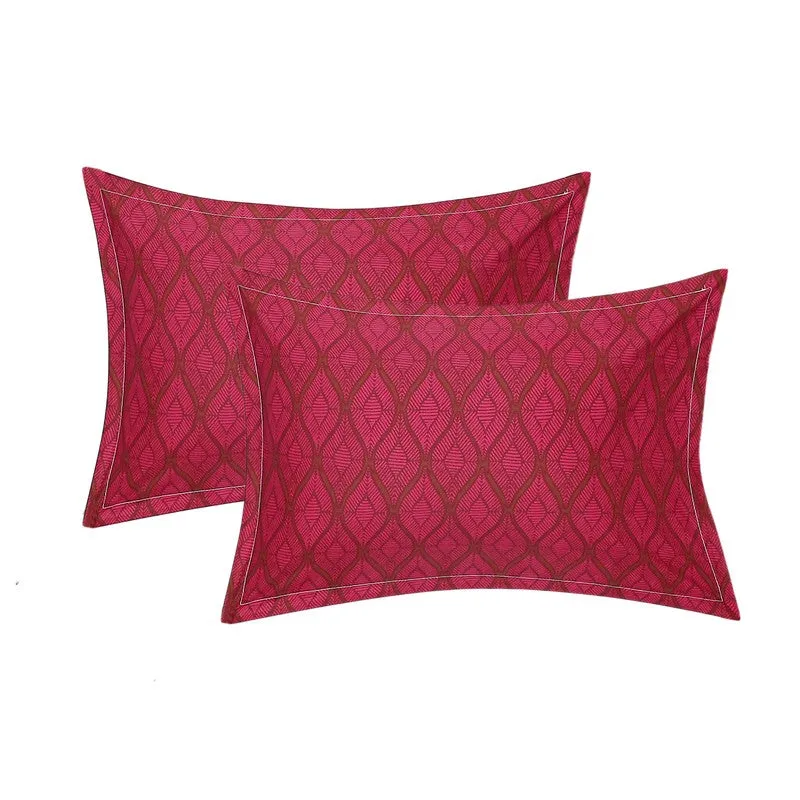 Monte Carlo Magique Angle Cotton Bedsheet (White,Red) - 104 TC media 8