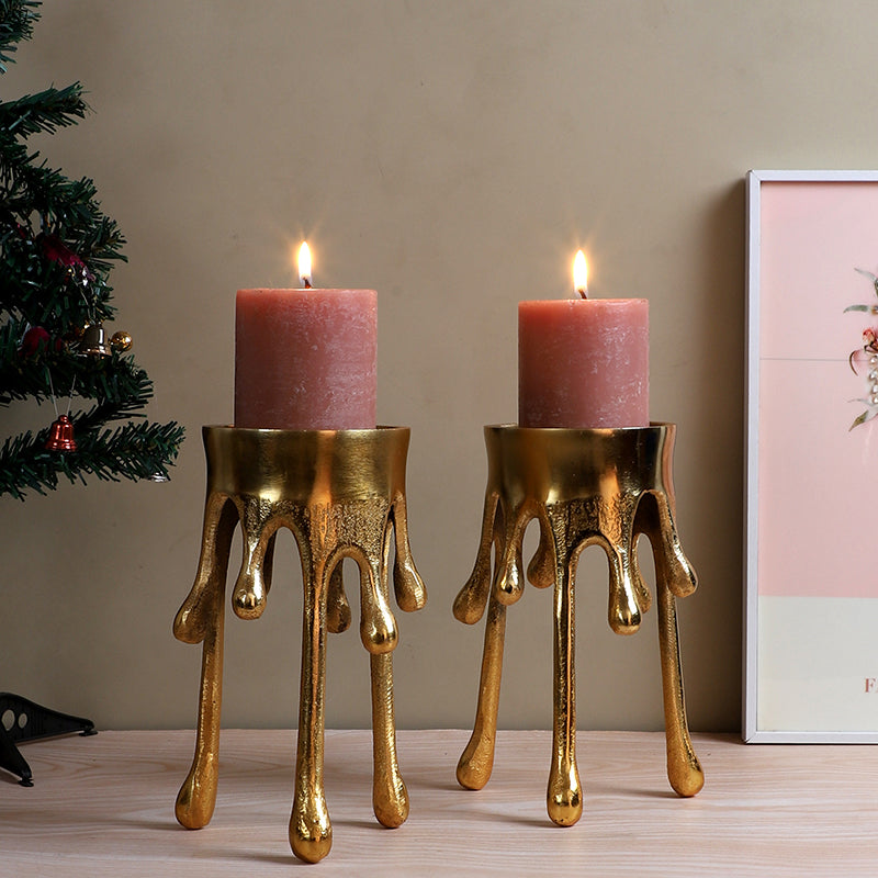 Gold Drip Candle Holder - Set Of Two media 3