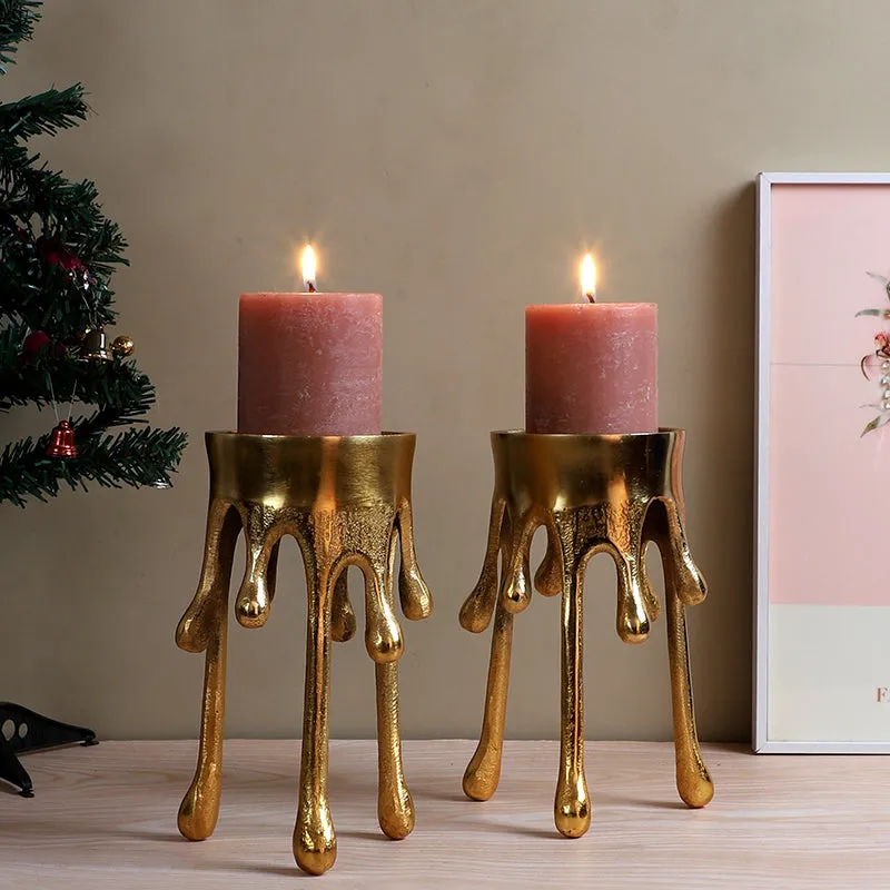 Gold Drip Candle Holder - Set Of Two media 3