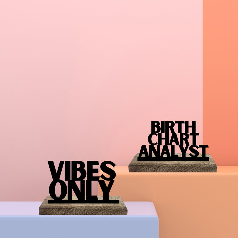 Vibes Only Typography Showpiece - Set Of Two