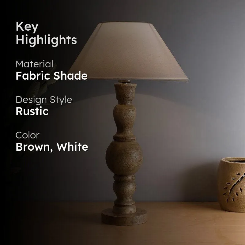 Espoir Wooden Fabric Table Lamp - Brown,White media 2
