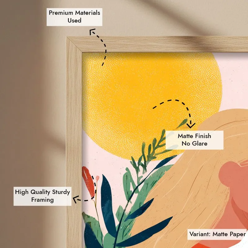 Verdant Hug Canvas Wall Painting - Brown Frame media 7