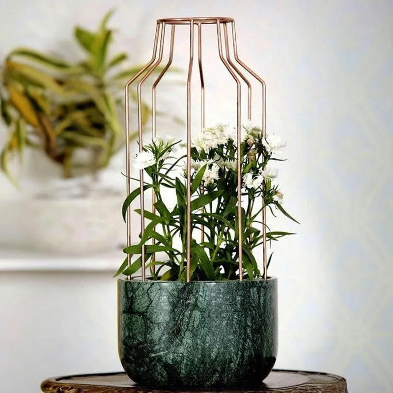 Copper Mesh Eartha Hand Crafted Marble Planter - Green media 3