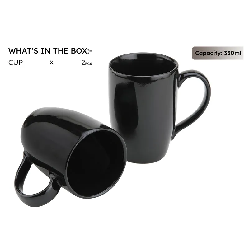 Kopi Ceramic Coffee Mug (Black/350 mL Each) - Set Of Two media 5