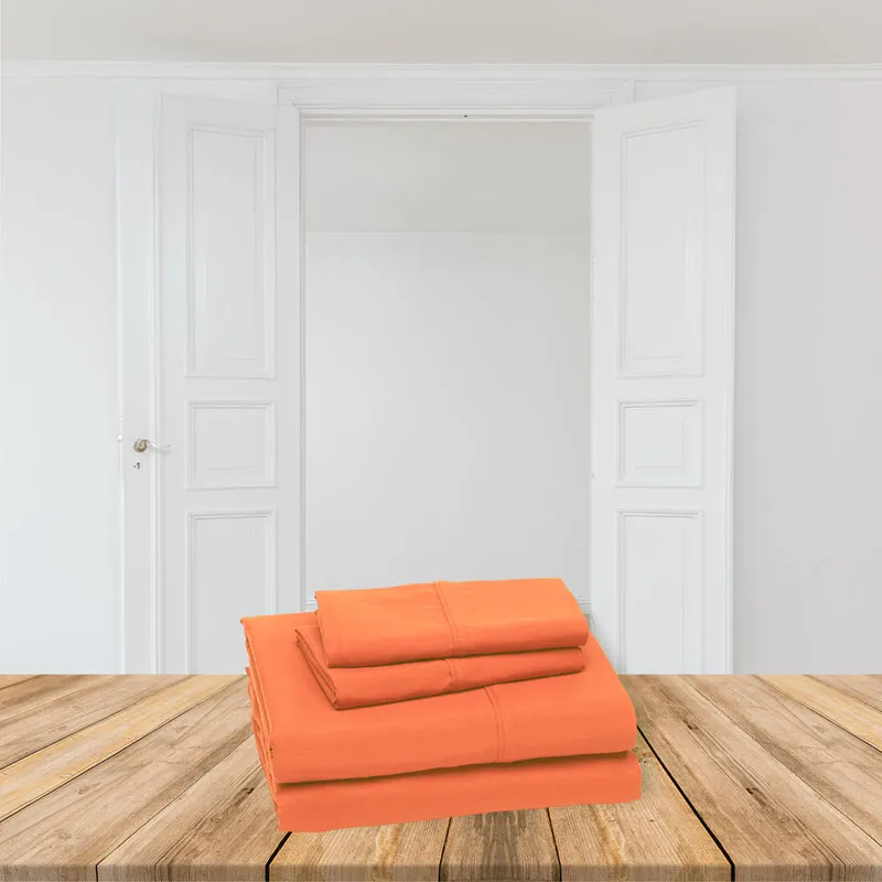 Moonweave Solid Cotton Bedsheet (Orange) - 400 TC media 6