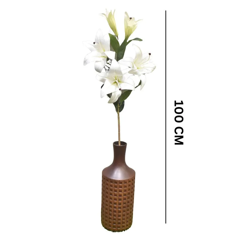 Elegant Artificial Lily Flower Stick - White media 6