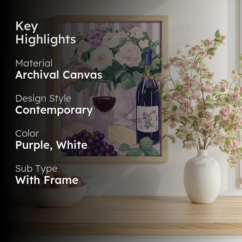 Floral Wine Archival Canvas Wall Art - Brown media 2