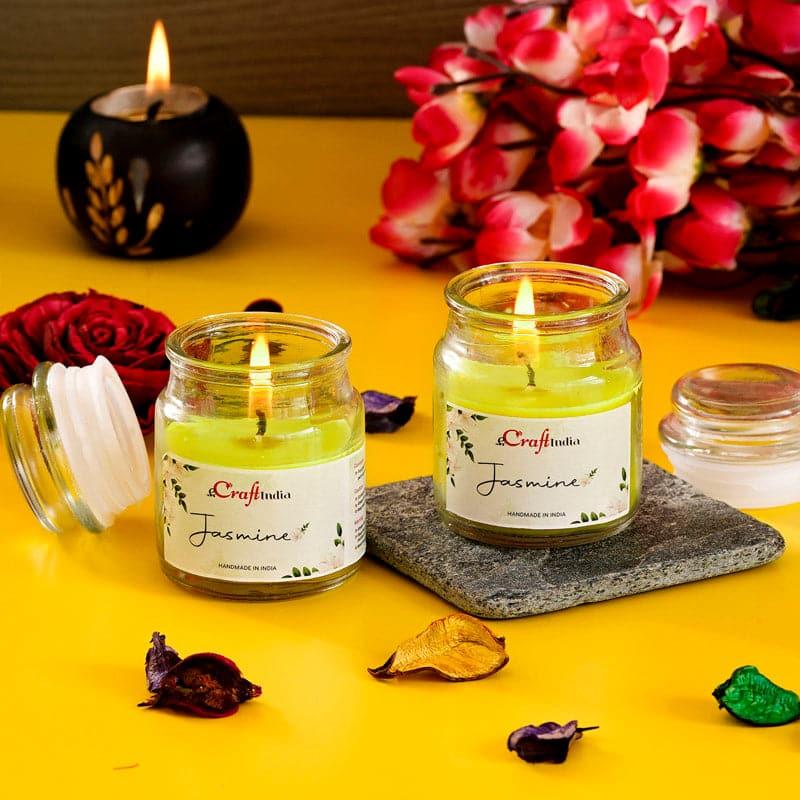Nithya Jasmine Scented Jar Candle - Set Of Two media 3