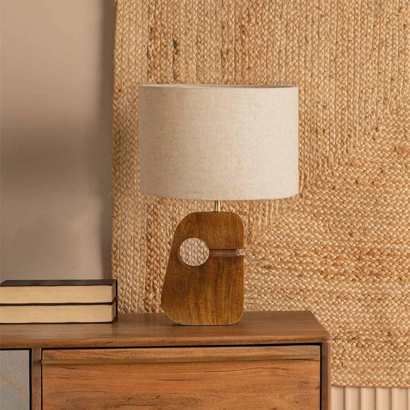 Orange Tree Ruko Mango Wood Table Lamp - White,Beige media 4