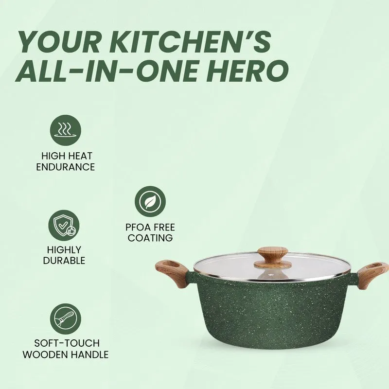 Salford Forged Non Stick Casserole with Glass Lid (Moss Green) - 4400 mL media 5