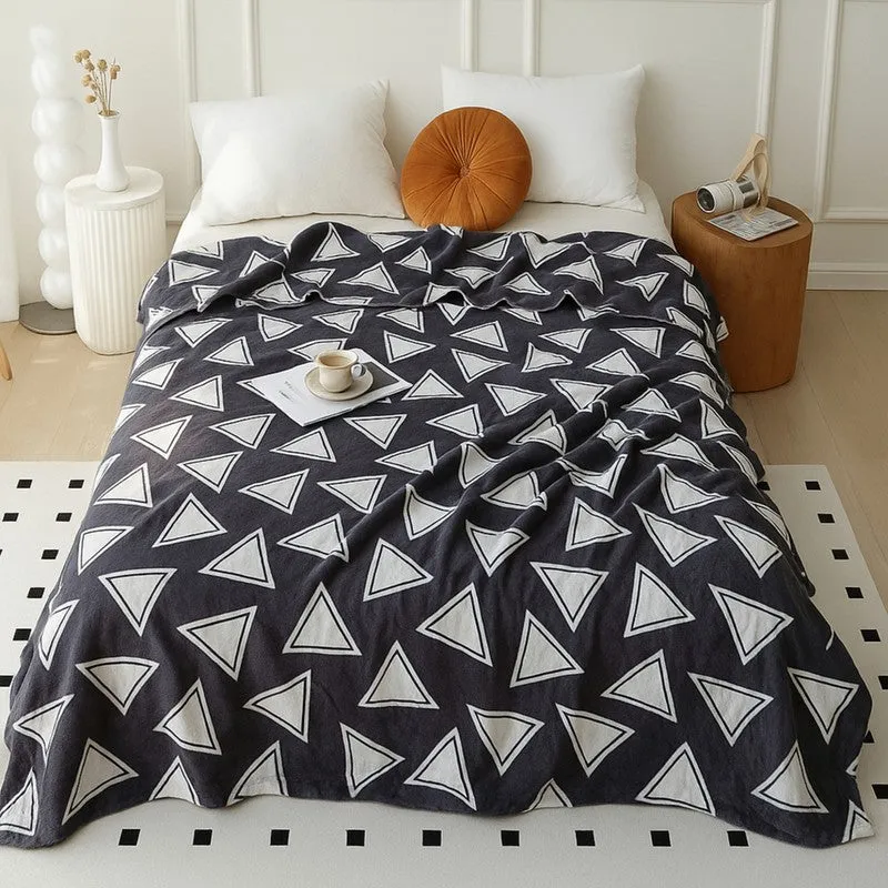 Triyra Geometric Woolen Blanket (Brown) - 210 GSM media 1