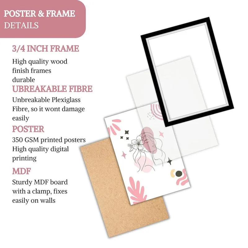 Pink Persona Paper Wall Painting With Frame - Black media 6