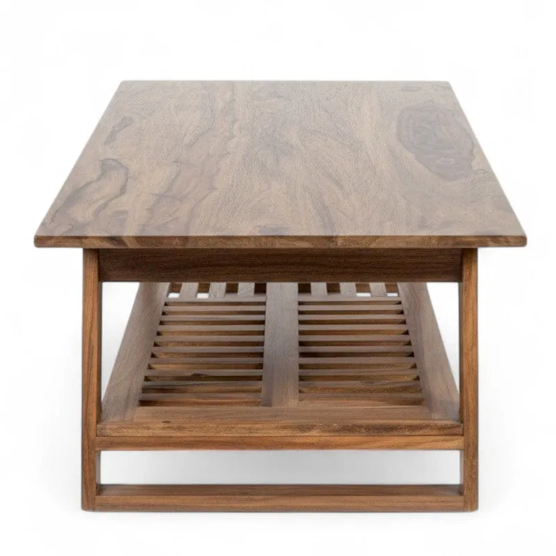 Azvino Sheesham Wooden Center Table - Light Brown media 6