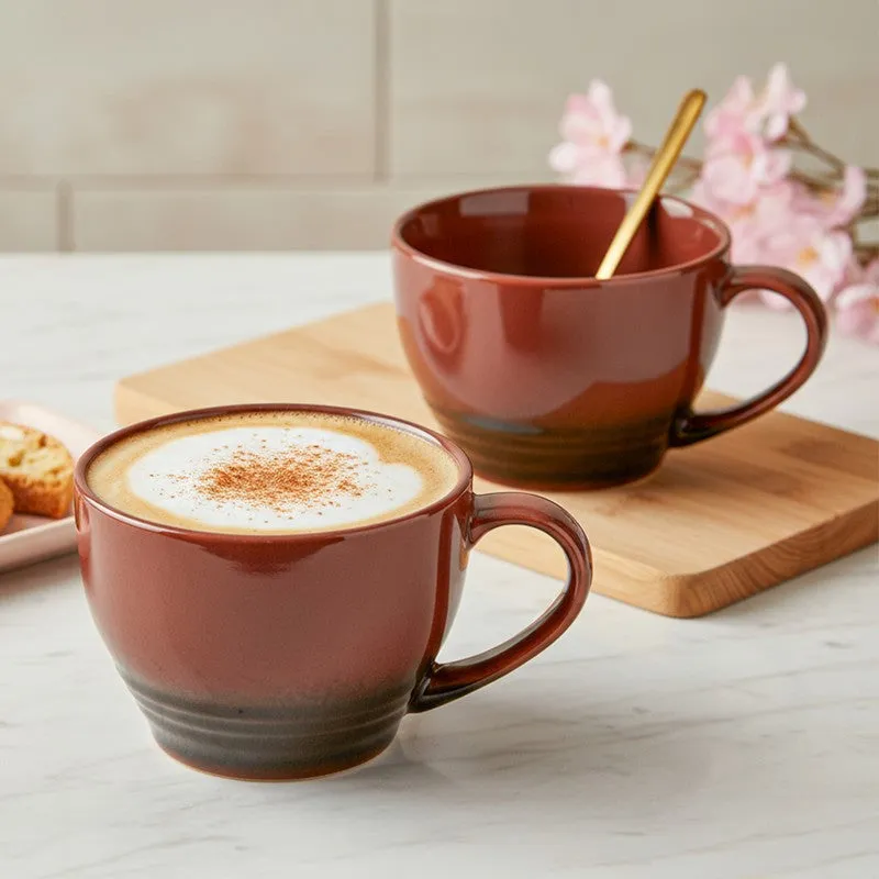 Gradient Brew Ceramic Coffee Mug (Deep Red/500 mL Each) - Set Of Two media 1