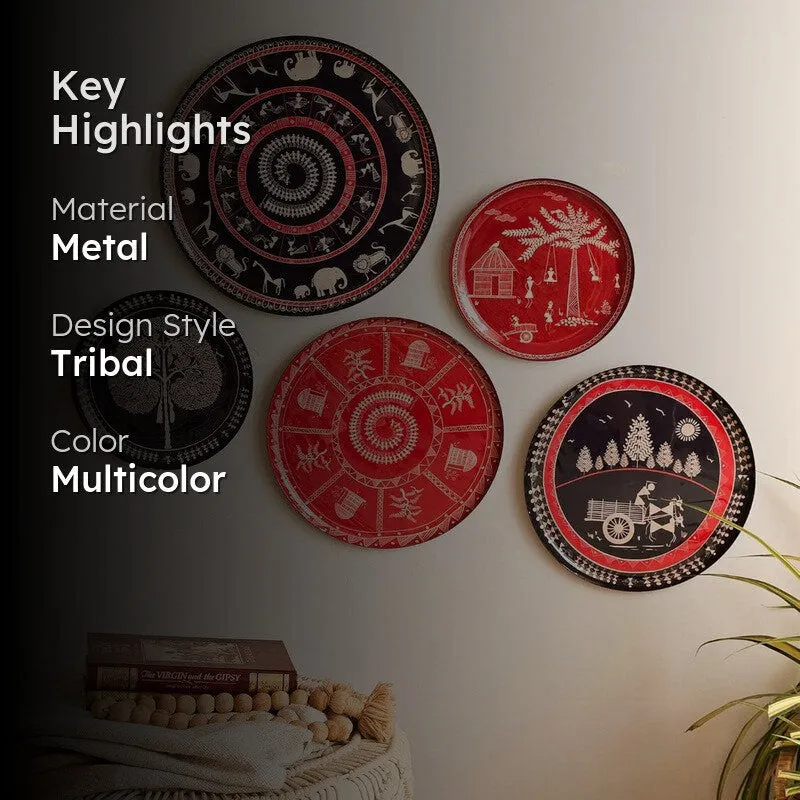 Warli Charm Wall Plate - Set Of Five media 2